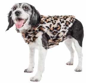 Pet Life Luxe 'Lab-Pard' Dazzling Leopard Patterned Mink Fur Dog Coat Jacket - Medium