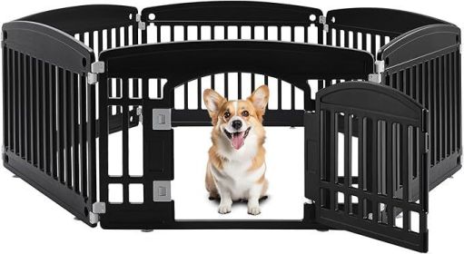Dog Playpen, 24" Exercise 6-Panel Pet Playpen with Door, Safe and Secure, Folding and Portable Puppy Playpen for Puppies and Small Dogs, Black