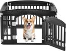 Dog Playpen, 24" Exercise 4-Panel Pet Playpen with Door, Safe and Secure, Folding and Portable Puppy Playpen for Puppies and Small Dogs, Black