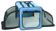 Pet Life Capacious Dual-Expandable Wire Folding Lightweight Collapsible Travel Pet Dog Crate - Blue - X-Large