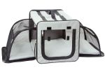 Pet Life Capacious Dual-Expandable Wire Folding Lightweight Collapsible Travel Pet Dog Crate - Grey - Small
