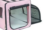 Pet Life Capacious Dual-Expandable Wire Folding Lightweight Collapsible Travel Pet Dog Crate - Pink - Medium