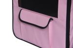 Pet Life Capacious Dual-Expandable Wire Folding Lightweight Collapsible Travel Pet Dog Crate - Pink - Small