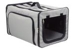 Pet Life Capacious Dual-Expandable Wire Folding Lightweight Collapsible Travel Pet Dog Crate - Grey - Medium
