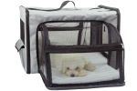 Pet Life Capacious Dual-Expandable Wire Folding Lightweight Collapsible Travel Pet Dog Crate - Grey - X-Small
