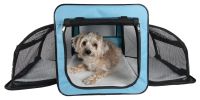 Pet Life Capacious Dual-Expandable Wire Folding Lightweight Collapsible Travel Pet Dog Crate - Blue - X-Large