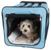 Pet Life Capacious Dual-Expandable Wire Folding Lightweight Collapsible Travel Pet Dog Crate - Blue - X-Large
