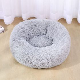 Dog Bed Super Soft Washable Long Plush Pet Kennel Deep Sleep Dog House Velvet Mats Sofa For Dog Basket Pet Cat Bed (Color: light gray, size: 50cm)